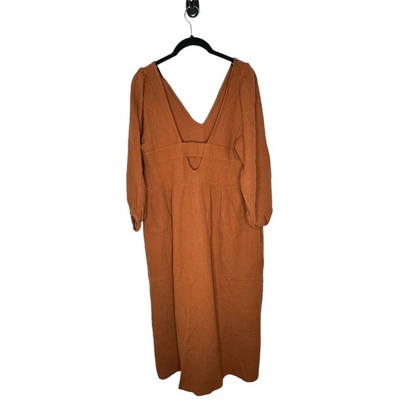 NWT Madewell Womens Midi Dress XS Lightspun V Neck Double Gauze Pockets Brown - Picture 10 of 15